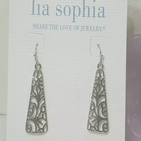 Beautiful Lia Sophia "TOPIARY" Dangle Earrings, Open Filigree, NWT