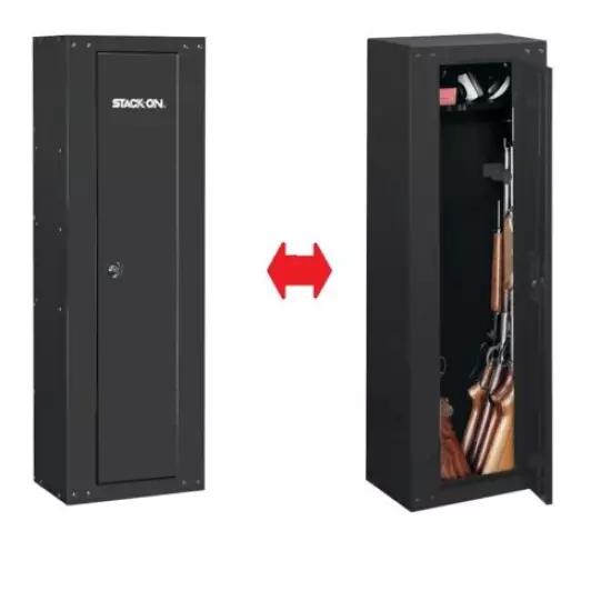 8 Gun Security Cabinet Safe Steel Foam Padded Bottom Holds Rifles Up to 53" Tall