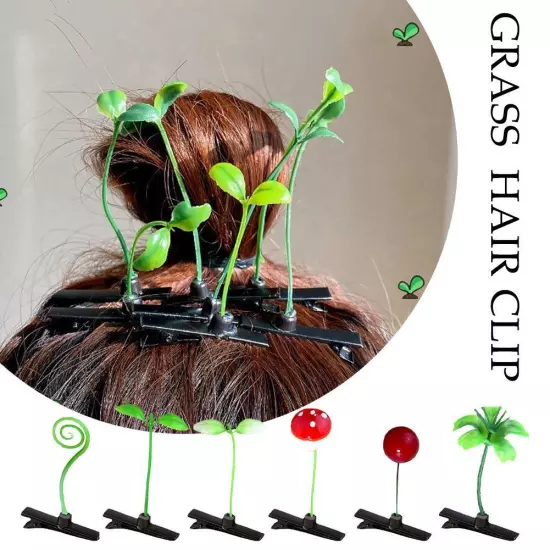 5pcs Hair Clip Cute Headwear Grass Plant Hair Clip Plant Bean Sprout Clip H W ✨◇