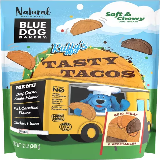 Natural, Ruffy'S Food Truck Tasty Tacos Soft and Chewy Dog Treats, Made in USA, 