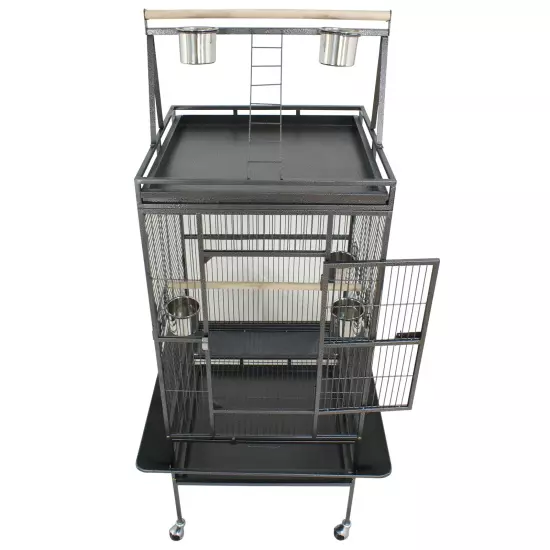 68"H Large Spacious Bird Cage with Rolling Stand Metal Frame