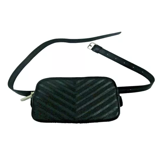 NASTY GAL Womens Belt Bag Fanny Pack Quilted Faux Leather BLACK O/S ~ NWOT