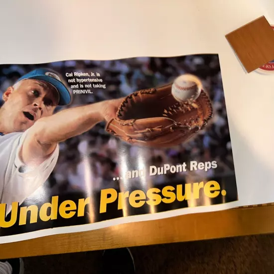 Cal Ripken jr Promo Poster DuPont Prinivil Drug