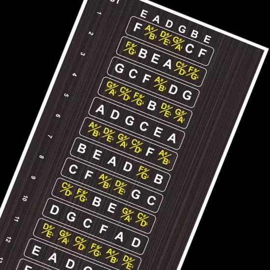 Guitar Neck Fretboard Map Easy Learning Tool with Removable Vinyl Stickers