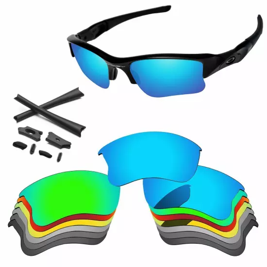 Rubber Kit + Polarized Replacement Lenses For-Oakley Flak Jacket XLJ - Options