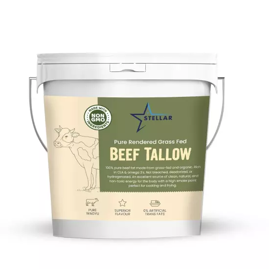 Stellar -Beef Tallow -100% Grass-Fed & Finished - Good for Cooking, Baking 