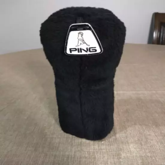 Vintage Ping Barrel Golf Head Cover Black Ping Man Hang Tag 