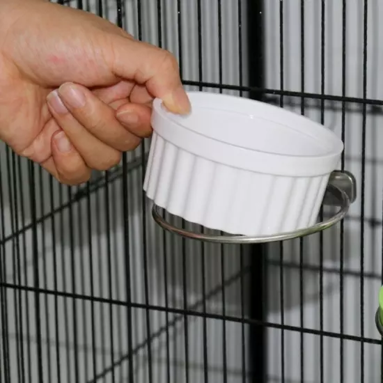 Bird Parrot Food Water Bowl Feeder Plastic Pigeons Birds Cage Feeding Holder