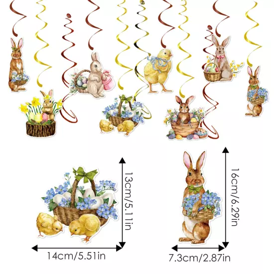 Happy Easter Banner Bunny Rabbit for Home Easter Party Wall Decor