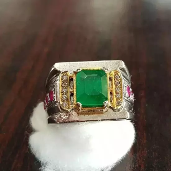 Vibrant Green Emerald Ring - Natural Unheated Untreated Swat Emerald