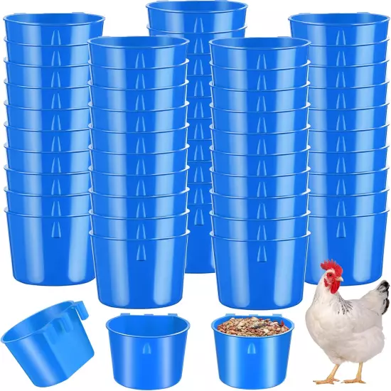 60 Pieces Cage Cups Birds Hanging Feeders Seed Bowl 8 Oz Plastic Chicken Feeder 