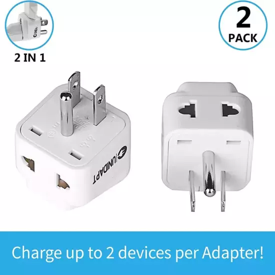 UK to US Travel Adapter, India to US Plug Adapter, Unidapt Adapters for USA, 2-P