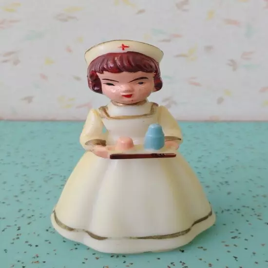 Vintage Nurse Cake Topper Health Care Worker 4" Tall Plastic Moving Arms