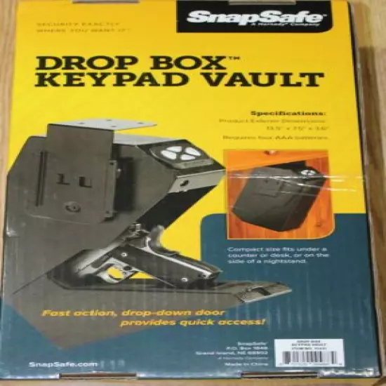 SnapSafe Drop Box Keypad Vault, 13.5"H x 7.5"W x 3.6"D NEW Gun Safe,Black75431