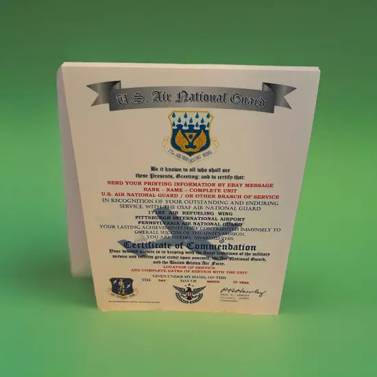 AIR NATIONAL GUARD - PA / 171ST AIR REFUELING WING~CERTIFICATE OF COMMENDATION