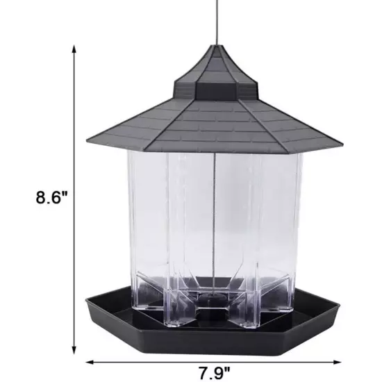 Hanging Wild Bird Feeder Waterproof Gazebo Outdoor Container With Hang Rope Feed