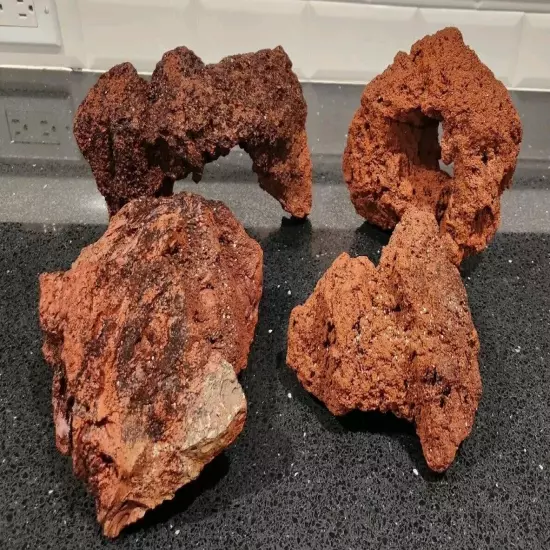 4 Large Red Lava Rocks For Aquariums