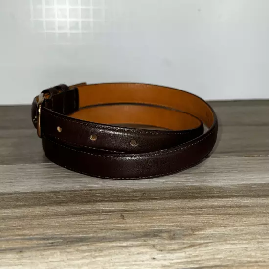 Lands' End Genuine Leather Belt Men’s 30 Brown Belt Gold Tone Buckle USA Made