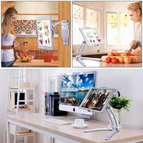 Kitchen Tablet Stand Wall Desk Tablet Mount Stand Fit For 5-10.5 inch Width Tabl