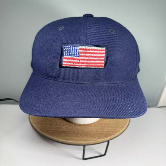 Embroidered American Flag God Bless America Navy Blue Adjustable Hat Cap 