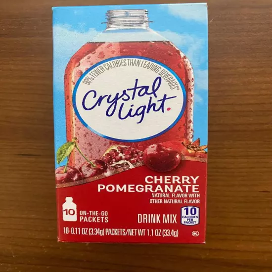 6 Boxes 10-Packet Crystal Light Cherry Pomegranate On The Go .8 oz