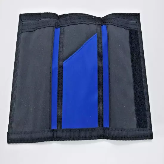 Vintage Blue Rainbow Trifold Nylon Wallet Hook And Loop Rare Billfold