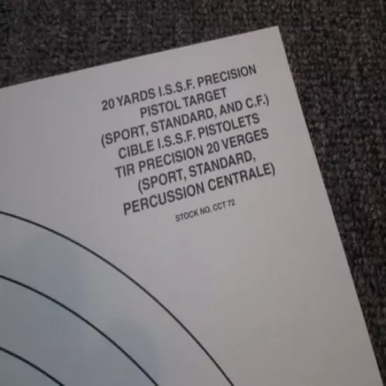 #72 20 Yards ISSF Precision Full size Pistol Targets 250/pack Sport Standard CF