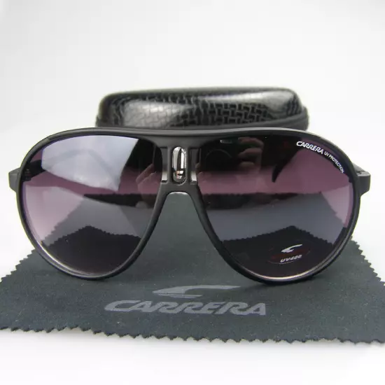 New Men's Women's Retro Outdoor Matte Black Sunglasses Carrera Glasses+Box C01