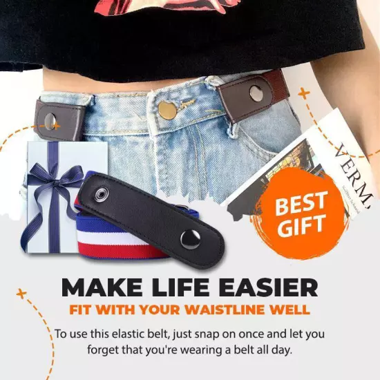 Buckle-free Elastic Invisible Comfortable Women's No Bulge Hassle Belt for Jeans