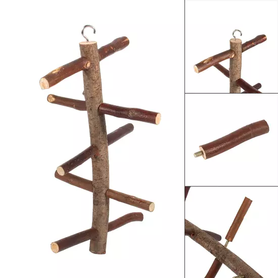  Birds Perches Cage Stand Toy Hanging Wooden Activity Branches Climbin LLI