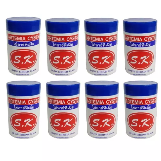 8x Fish Food SK ARTEMIA CYSTS Brine Shrimp Fairy Eggs Salt Baby Clean Water 50g