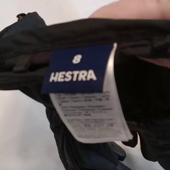 Hestra Men's size 8 black Winter gloves. Warm and Cozy.