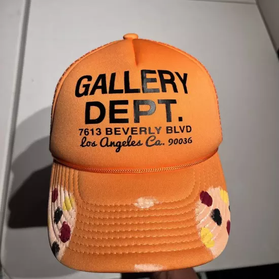 GALLERY DEPT Hat Cap Orange Los Angeles CA Colorful Dots Splatter Mesh Trucker