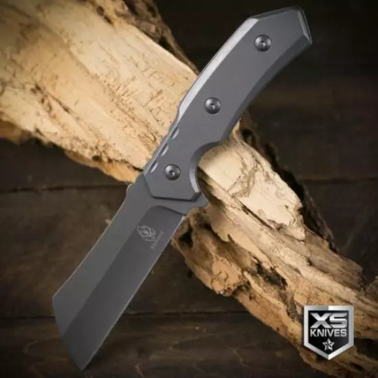 TACTICAL Combat CLEAVER Survival BLACK WOOD Fixed Blade FULL TANG Knife 8.75"