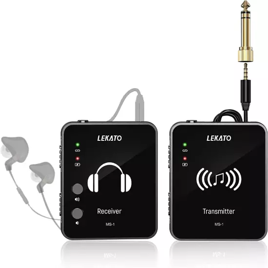 LEKATO Wireless in-Ear Monitor 2.4G Stereo Transmitter Receiver System US