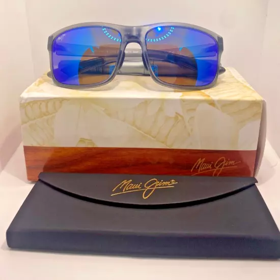 NEW Maui Jim Pokowai Arch Blue Hawaii/Tanslucent Matte Grey Sunglasses B439-11M