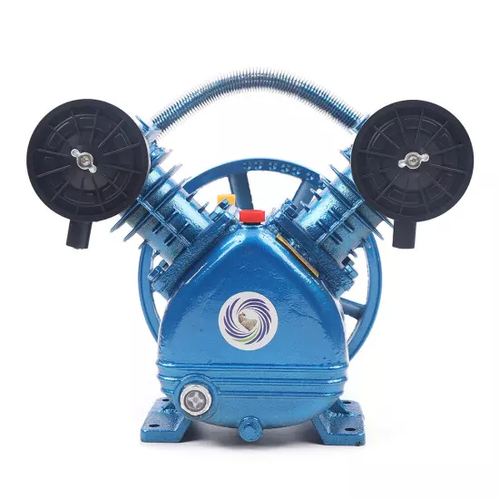 Air Compressor Pump Twin Cylinder 2 Piston V Style 2HP Head Single Stage Blue