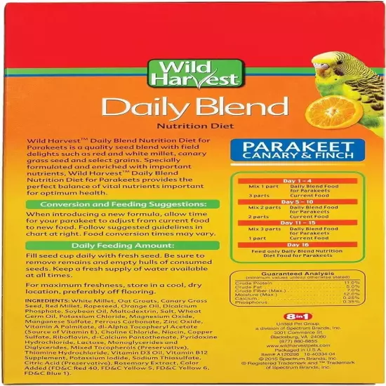 Daily Blend for Parakeet Canary Parrot Finch Food Seeds