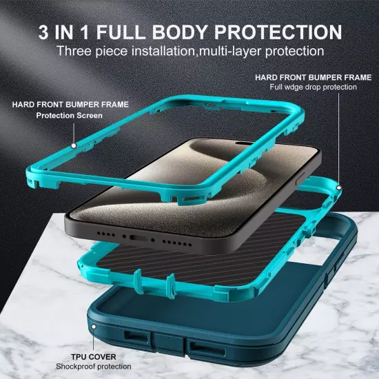 Shockproof Case For iPhone 16 15 14 Plus 13 12 11 Pro Max Case Screen Protector