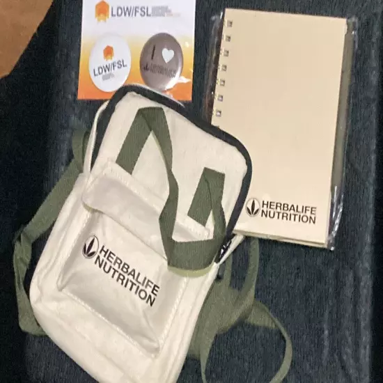 Herbalife Nutrition Hemp Messenger Crossbody Bag Includes 2 Bonus Accessories