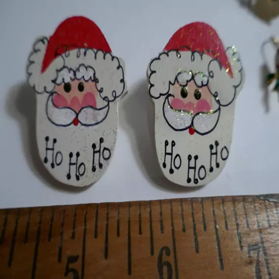 Vintage Christmas earrings & pin LOT Santa , Snowman & Angels 11 pcs