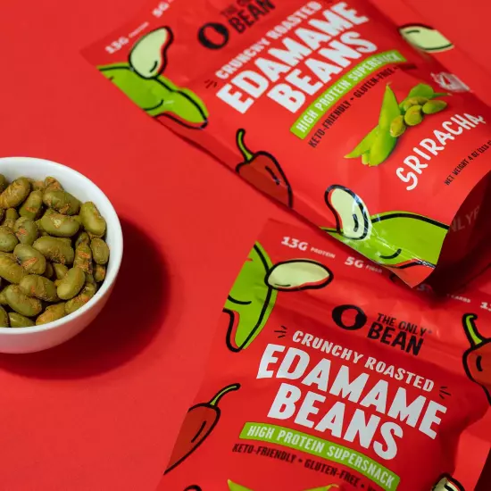 Crunchy Roasted Edamame Snack (Sriracha), High Protein Snacks (13G) Healthy Prot