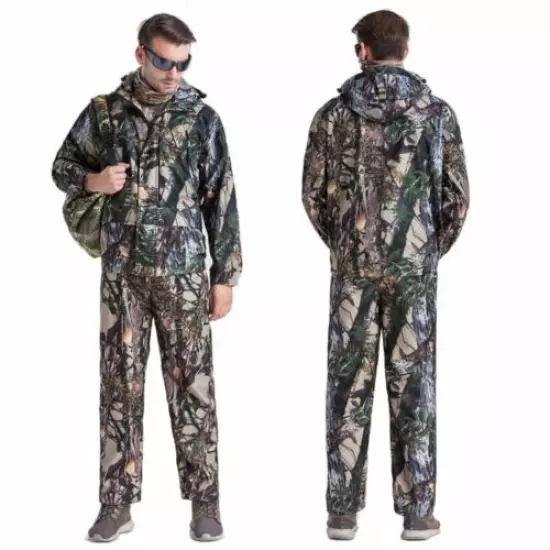 Outdoor Bionic Camouflage Suits Hunting Clothes Jacket Pants Set Windproof