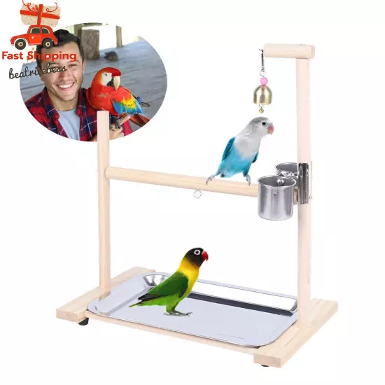 Parrot Playstand Bird Playground Perch Gym Training Stand Toys with Feeder Cup