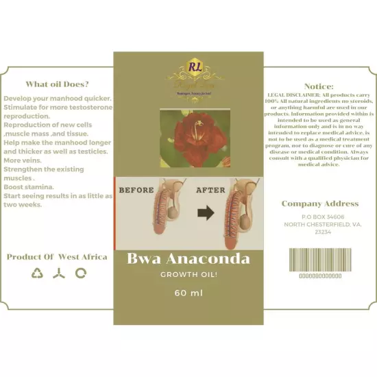 Royal Luxs African Bwa Anaconda male enhancement oil for longer thicker 2oz