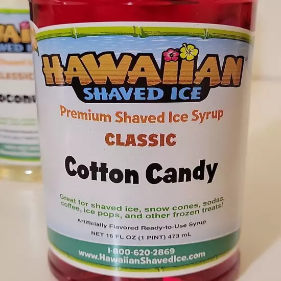 Hawaiian Shaved Ice Syrup Cherry Coconut Cotton Candy 16 Oz. 3 Ct. Bottles