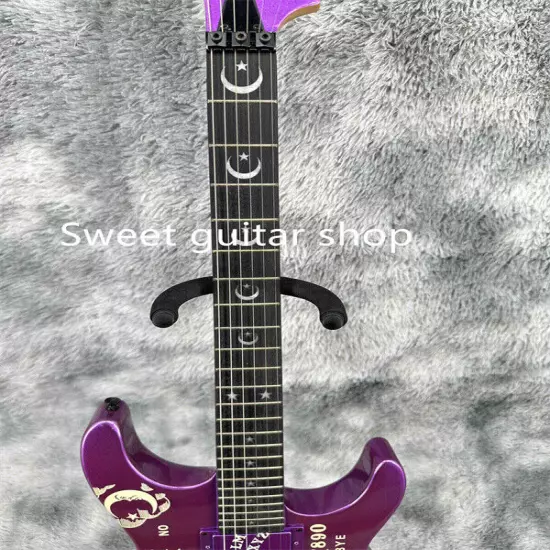 Custom Ouija Purple Electric Guitar FR Bridge Black Part Solid Body Fast Ship