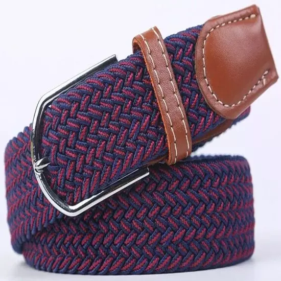 New Men's Women's Belt Unisex Braided Elastic Stretch Fabric Enduring Woven Mult