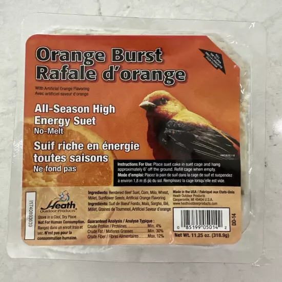 Heath All Season High Energy Suet - Orange Burst - 611256 HEATH DD-14 - New!