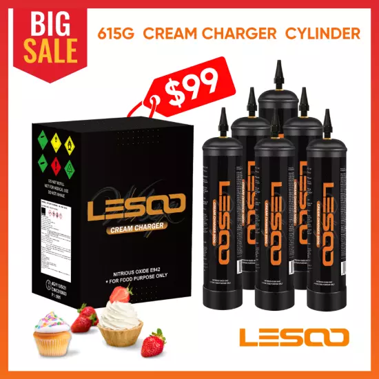 Whipped Cream Chargers Cannister 615g LesooWhip Pure Food Grade 6 Tank BIG SALE